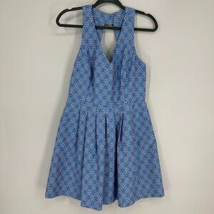 Banana Republic Fit & Flare Dress 10P Floral Jacquard Halter Sleeveless